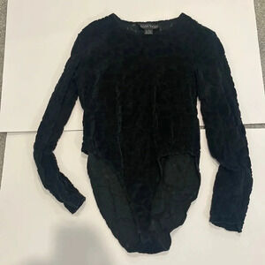 Linda Allard Ellen Tracy size 12 crushed velvet and sheer bodysuit